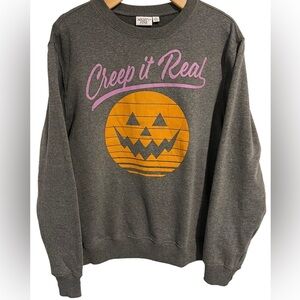 NWT mighty fine Creep it Real Halloween pumpkin sweatshirt